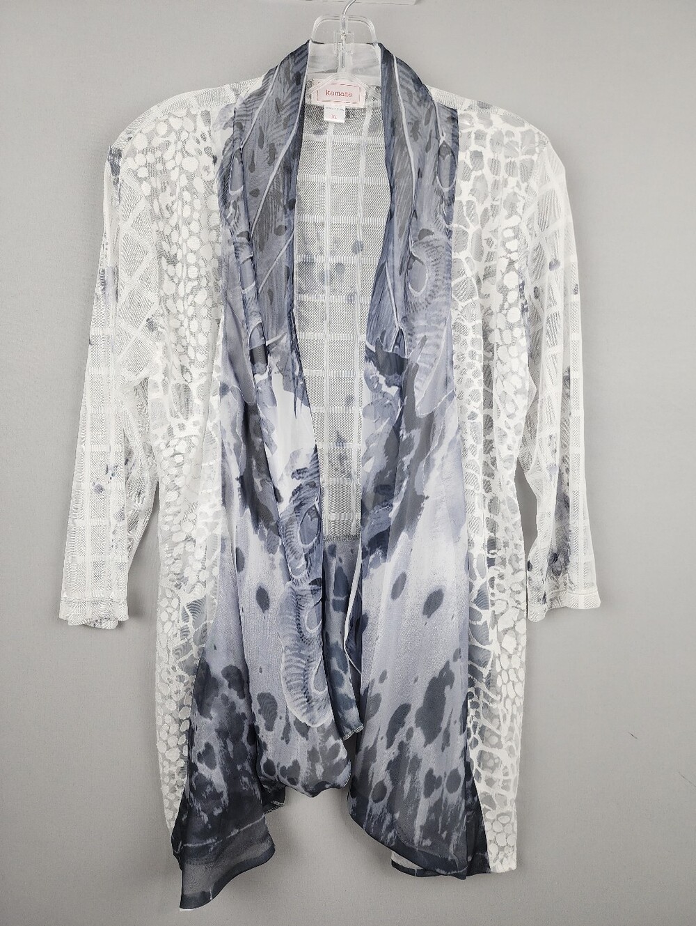 Kamana Cardigan - Sheer White  And Gray Sz XL